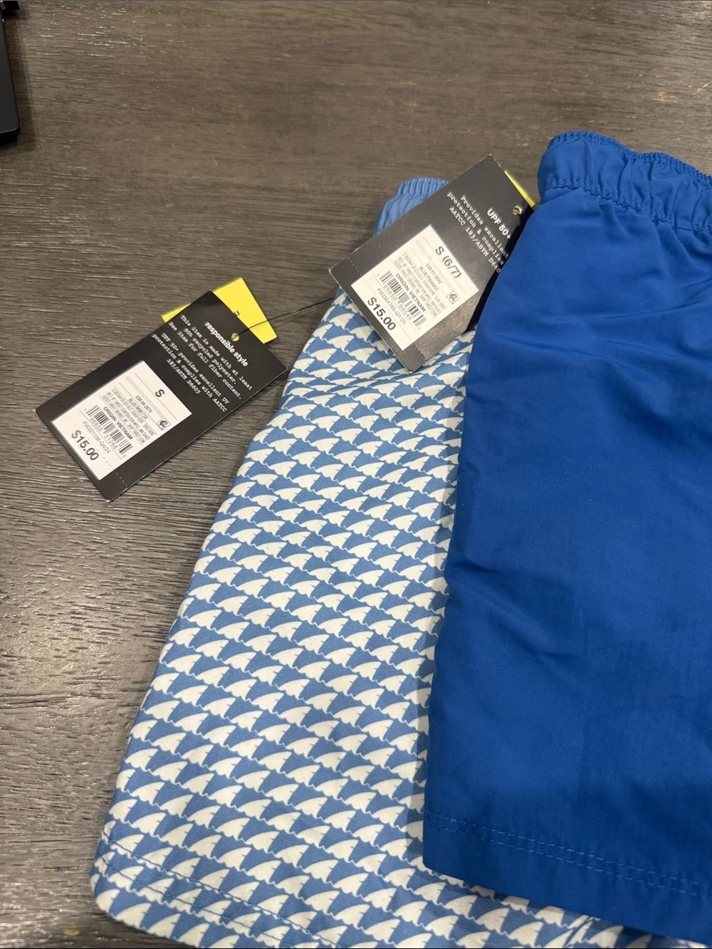 art class Boys Blue Solid and Light Blue Patterned Swim Trunks Set